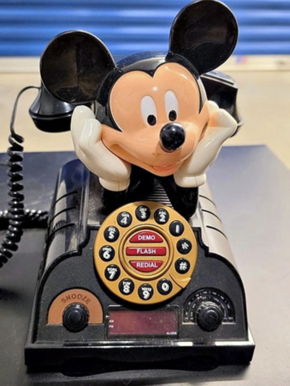 Disney Mickey Mouse Talking Alarm Clock Radio Telephone Black & Orange